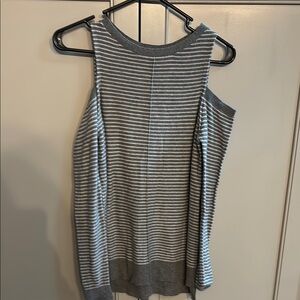 Trouvé open shoulder Gray & white Striped Women's Top xs